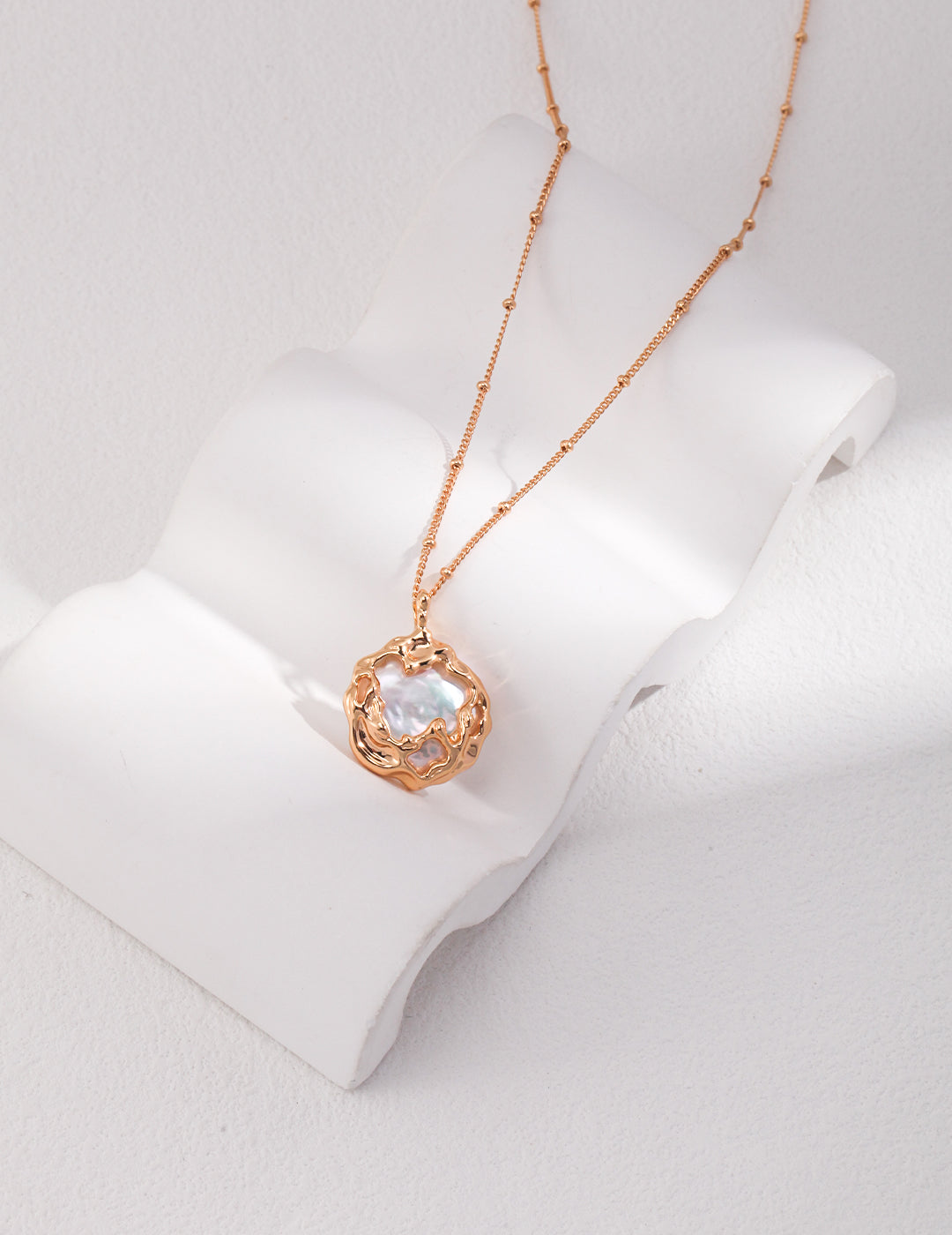 S925 Silver 18K gold plating Natural Pearl Necklace | CHARMIX