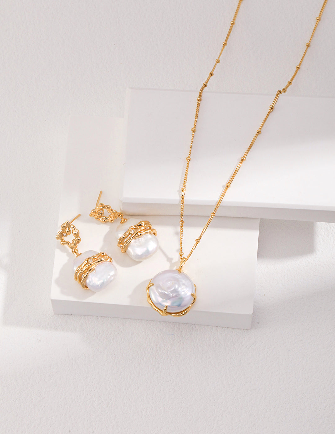S925 Silver 18K gold plating Natural Pearl Necklace | CHARMIX